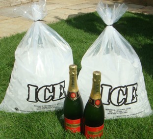 Bags of ice cubes.